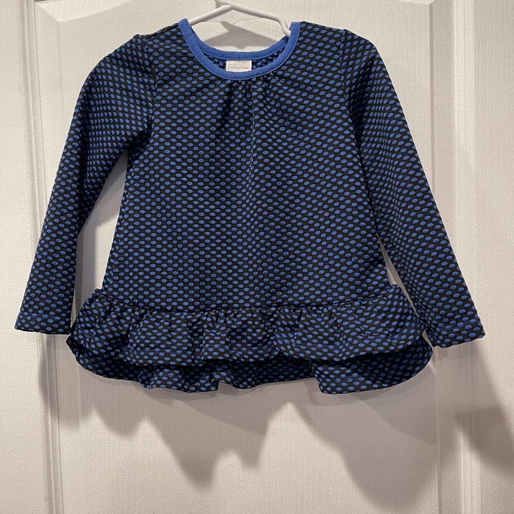 Long sleeve shirt bundle: Blue Polka Dot Top and Yellow Flower Embroidered Top